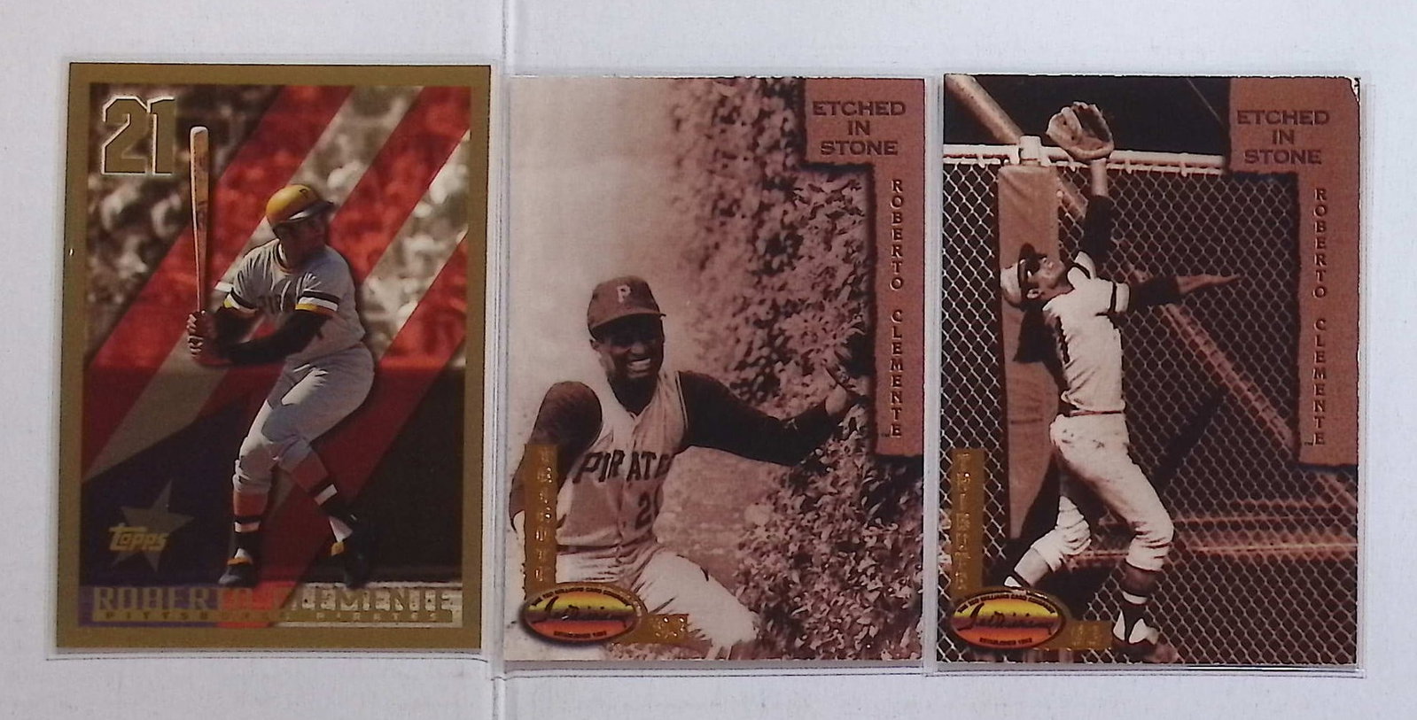 3 Roberto Clemente Vintage Tribute Cards Topps & Ted Williams Card Company: Topps Baseball MLB Trading & Sports Cards, Sports Cards for Sale Near Me, World Series & Hall of Fame Players Memorabilia, Refractors, X-Fractors, Numbered, SP, SSP, Valuable Auction Memorabilia Lots 