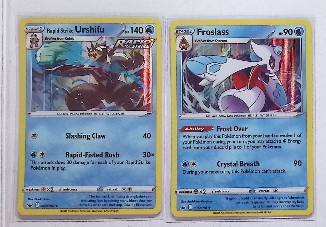 2021 Pokemon Chilling Reign Holo Rare Cards: Urshifu #44/198 & Frosslass #36/198 (1 of 2)
