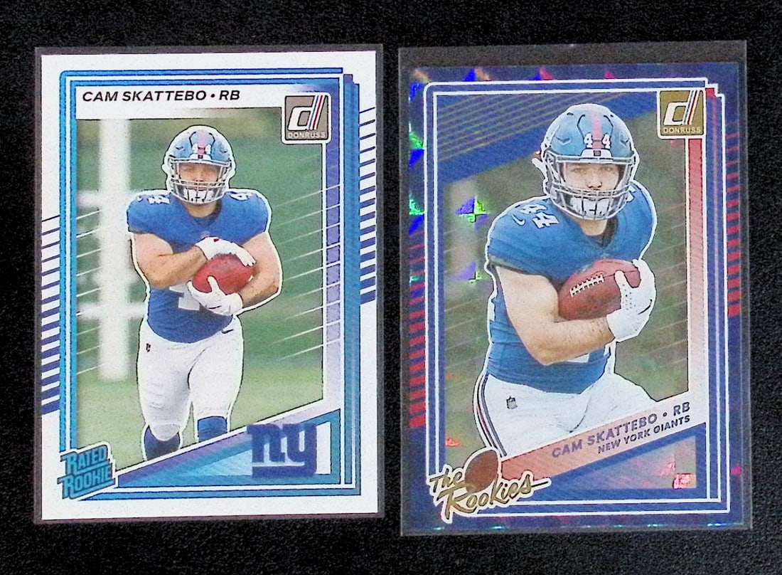2 Cam Skattebo Rookie Cards: The Rookies 2025 Donruss #19 & Rated Rookie #302: Donruss Football NFL Trading & Sports Cards, Sports Cards for Sale Near Me, Valuable Memorabilia Auction Lots Sold On Line, SP, SSP