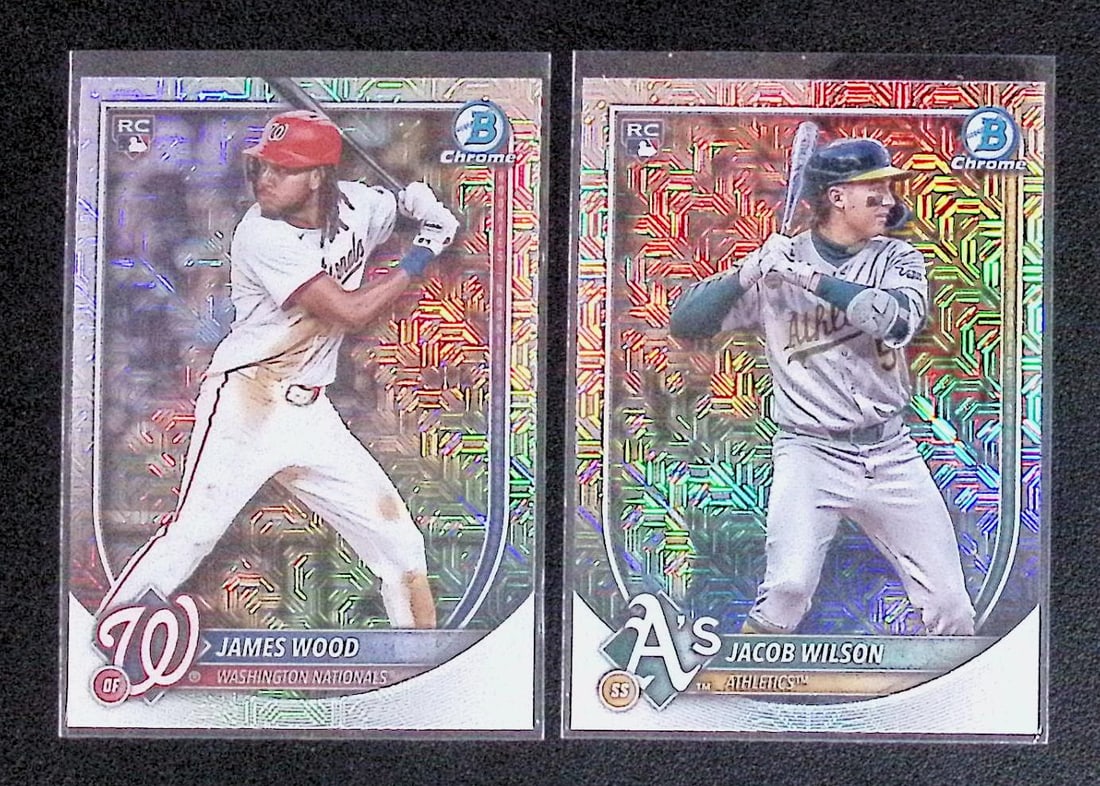 2 Mega Mojo Chrome Rookie Cards 2025 Bowman Chrome: James Wood & Jacob Wilson (1 of 2)