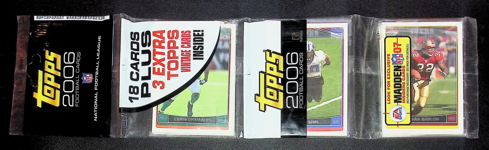 2006 Topps Football Rack Pack with 3 Extra Vintage Cards Included: Topps Football NFL Trading Sports Cards, Sports Cards for Sale Near Me, Super Bowl & Hall of Fame Player Cards, Resurgence, Composite, SP, SSP, Valuable Auction Memorabilia Lots For Sale On Line