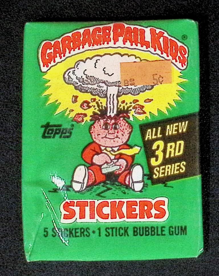1986 Topps Vintage Garbage Pail Kids Retail Box Wax Pack - 3rd Series: Sealed Packs this old have no card quality guarantees - Topps Trading Cards Sold on Line, Auction Lots for sale on line, Trading Card Stickers