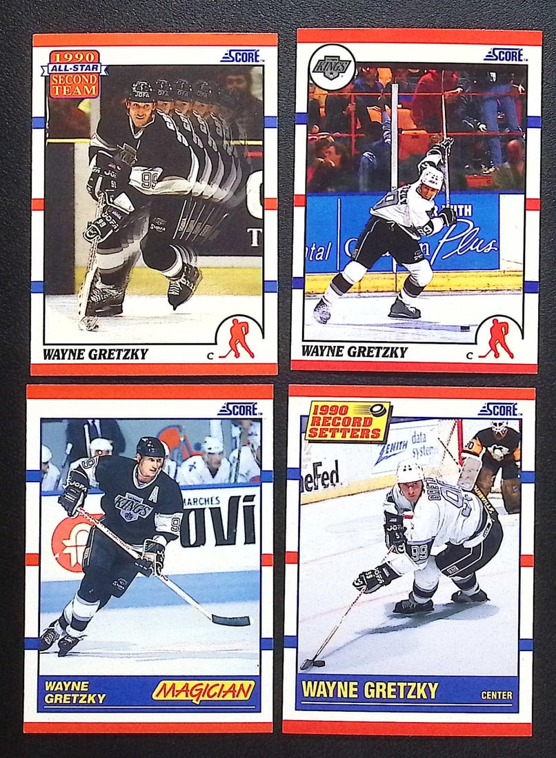 4 1990 Score Vintage Wayne Gretzky Hockey Cards (1 of 2)