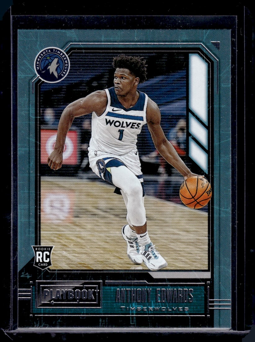 Anthony Edwards Rookie Card 2020-21 Panini Chronicles Playbook #167 Timberwolves: Panini Select, Prizm, Mosaic, Contenders, Revolution, Phoenix, NBA Hoops, Rookie NFL Sports Trading Cards, Silver, SP, SSP, Wave Prizms, Numbered Cards, Basketball sports Cards for Sale Near Me, NBA
