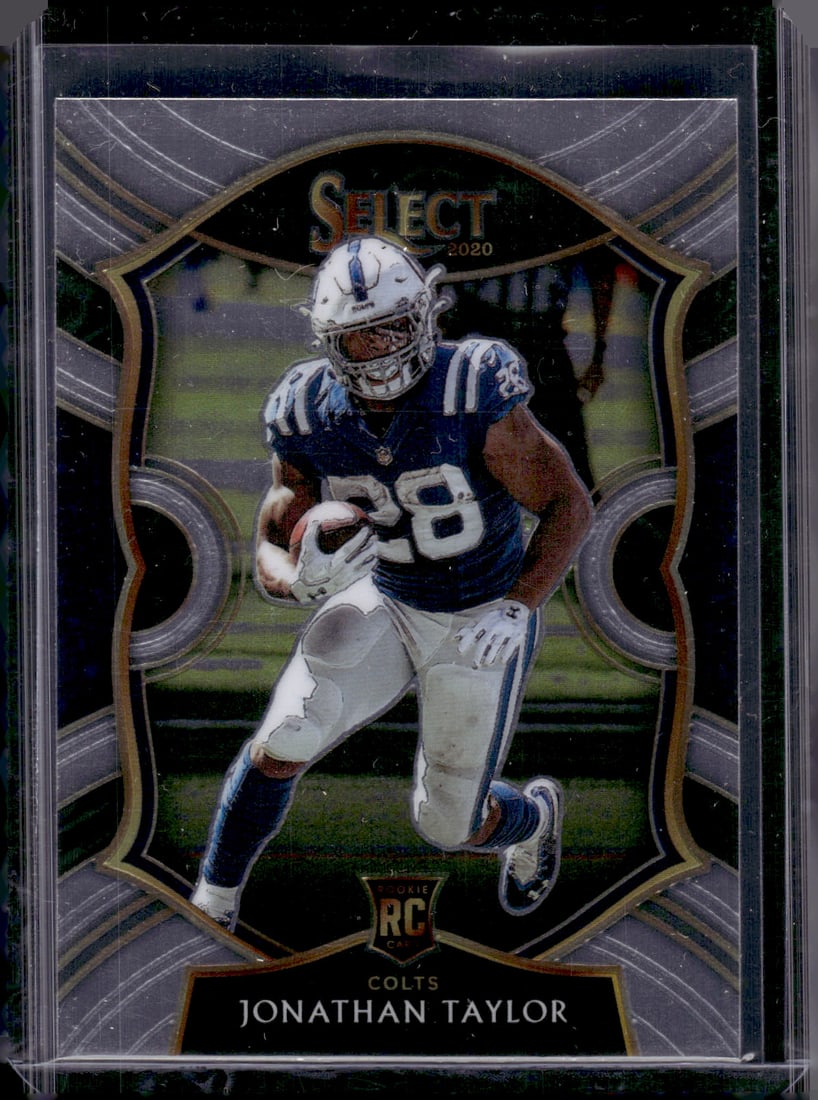 Jonathan Taylor Rookie Card 2020 Select #53 Indianapolis Colts: Panini Select, Prizm, Mosaic, Contenders, Zenith, Phoenix, Illusions, Absolute, Rookie NFL Sports Trading Cards, SP, SSP, Cards, Football Cards for Sale Near Me, Superbowl & Hall of Fame Player Cards,