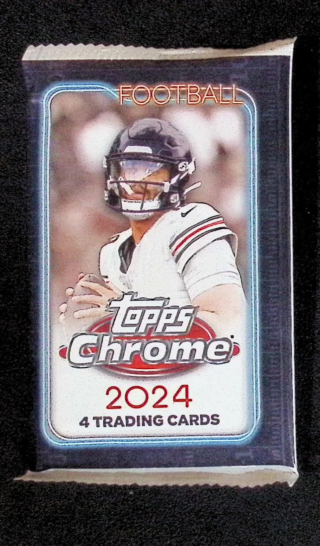 2024 Topps Chrome Football Cards BLASTER Box Pack Drake Maye, Jayden Daniels Rookie Card (1 of 1)