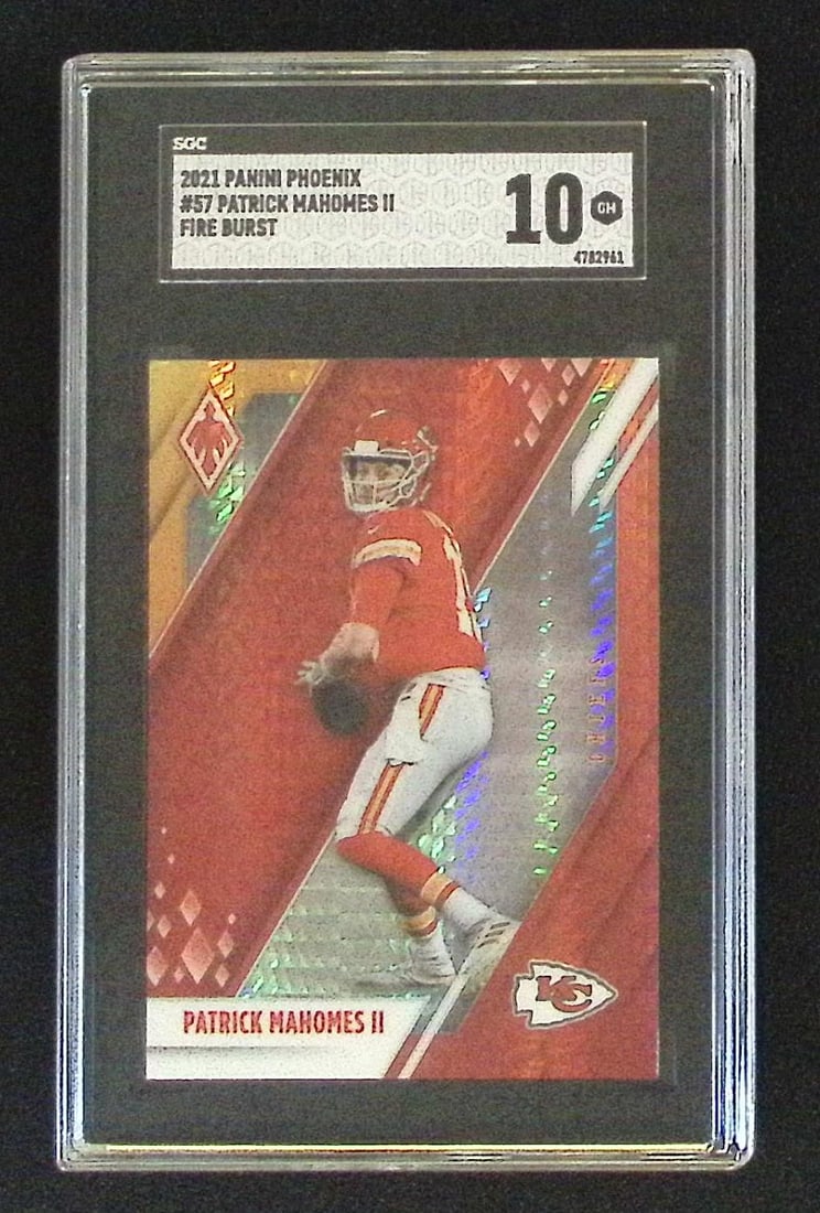 Patrick Mahomes Fire Burst 2021 Panini Phoenix #57 SGC 10 Kansas City Chiefs (1 of 2)