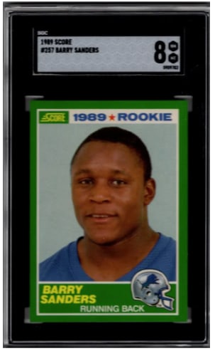 Barry Sanders Rookie Card 1989 Score #257 SGC 8 Detroit Lions (1 of 2)