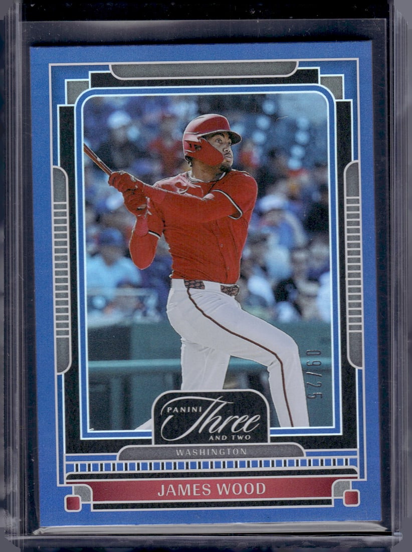 James Wood Navy Blue /25 2025 Panini Three and Two #124 Washington Nationals: Panini Baseball MLB Trading & Sports Cards, Sports Cards for Sale Near Me, Prizm, Mosaic, Select, SP, SSP, Auction Memorabilia Lots for Sale On Line, World Series & Hall of Fame Players