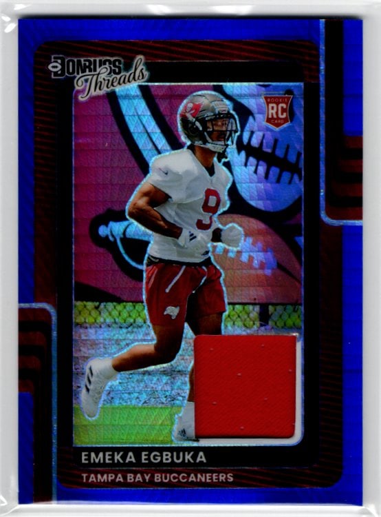 Emeka Egbuka Blue Hyper Rookie Patch 2025 Donruss Optic #DTBH-EGA Buccaneers: Panini Select, Prizm, Mosaic, Contenders, Zenith, Phoenix, Illusions, Absolute, Rookie NFL Sports Trading Cards, SP, SSP, Cards, Football Cards for Sale Near Me, Superbowl & Hall of Fame Player Cards,