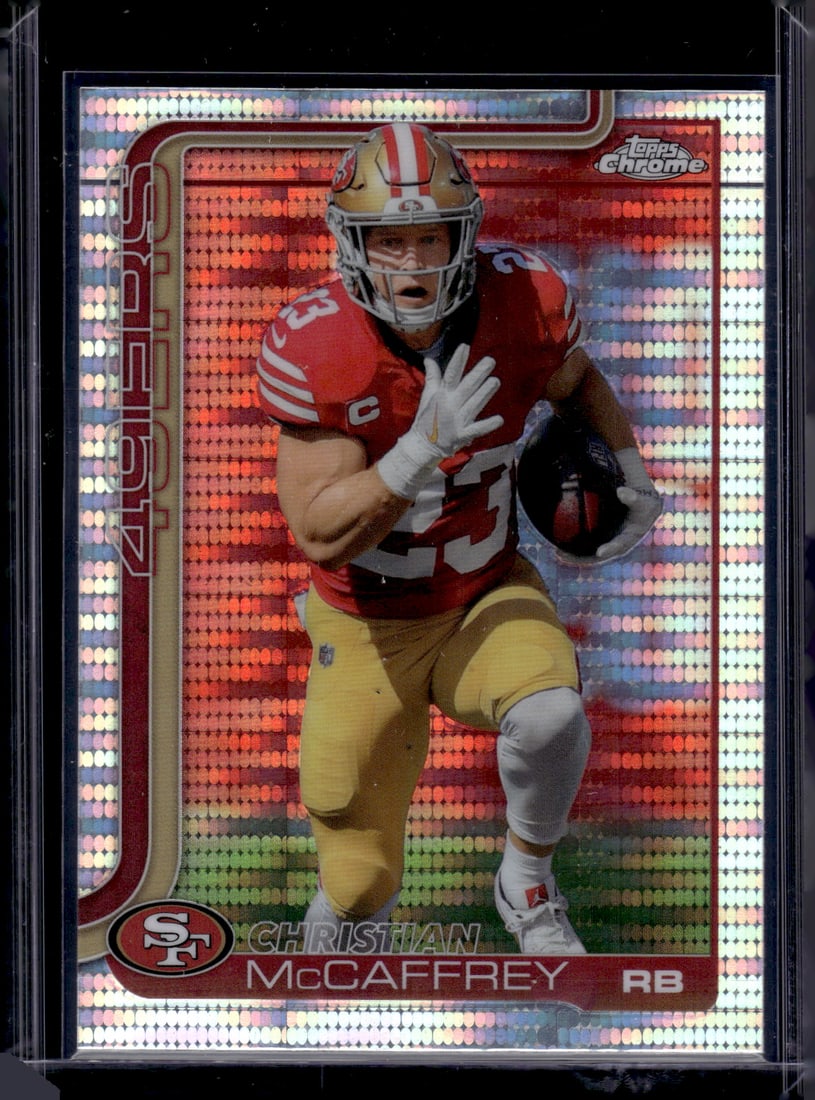 Christian McCaffrey Pulsar Refractor 2025 Topps Chrome #263 San Francisco 49ers: Topps Chrome Football NFL Trading Sports Cards, Sports Cards for Sale Near Me, Super Bowl & Hall of Fame Player Cards, Resurgence, Composite, SP, SSP, Valuable Auction Memorabilia Lots For Sale On Lin