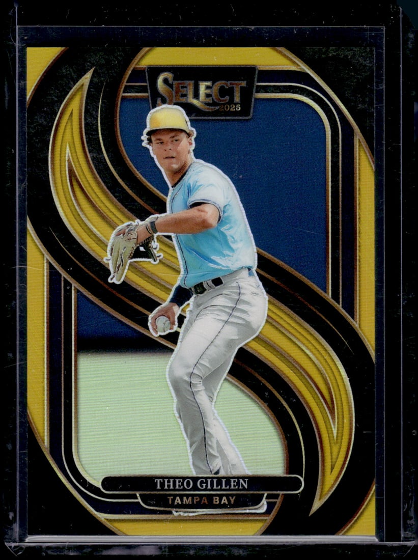 Theo Gillen Gold Prizm /10 2025 Select #118 Tampa Bay Rays: Panini Baseball MLB Trading & Sports Cards, Sports Cards for Sale Near Me, Prizm, Mosaic, Select, SP, SSP, Auction Memorabilia Lots for Sale On Line, World Series & Hall of Fame Players