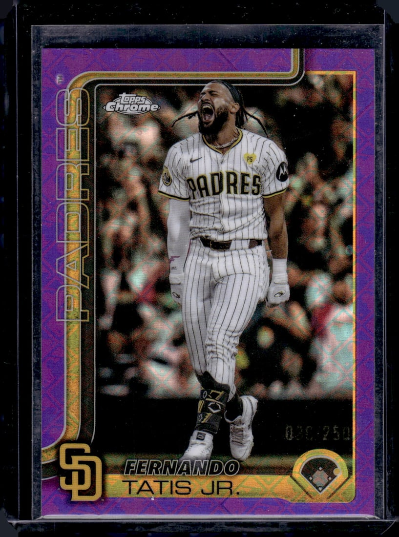 Fernando Tatis Jr. Purple Logofractor /250 2025 Topps Chrome #159 San Diego Padres: Topps Baseball MLB Trading & Sports Cards, Sports Cards for Sale Near Me, World Series & Hall of Fame Players Memorabilia, Refractors, X-Fractors, Numbered, SP, SSP, Valuable Auction Memorabilia Lots 