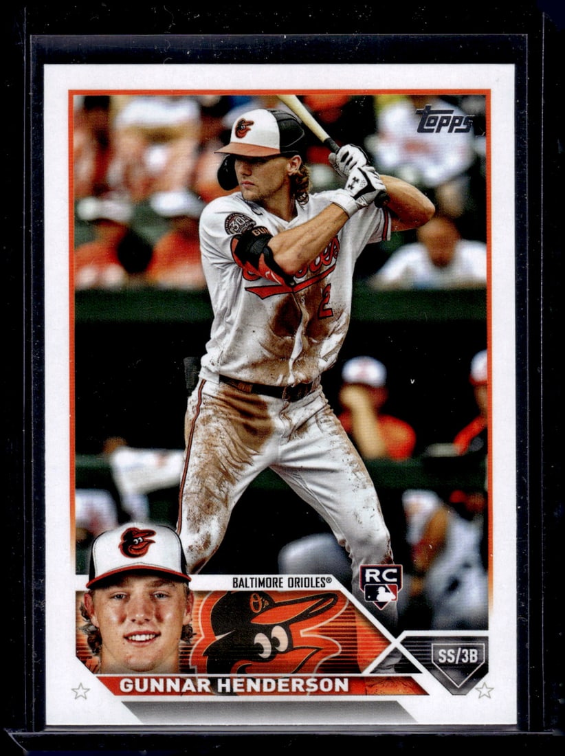 Gunnar Henderson Rookie Card 2023 Topps #206 Baltimore Orioles: Topps Baseball MLB Trading & Sports Cards, Sports Cards for Sale Near Me, World Series & Hall of Fame Players Memorabilia, Refractors, X-Fractors, Numbered, SP, SSP, Valuable Auction Memorabilia Lots 