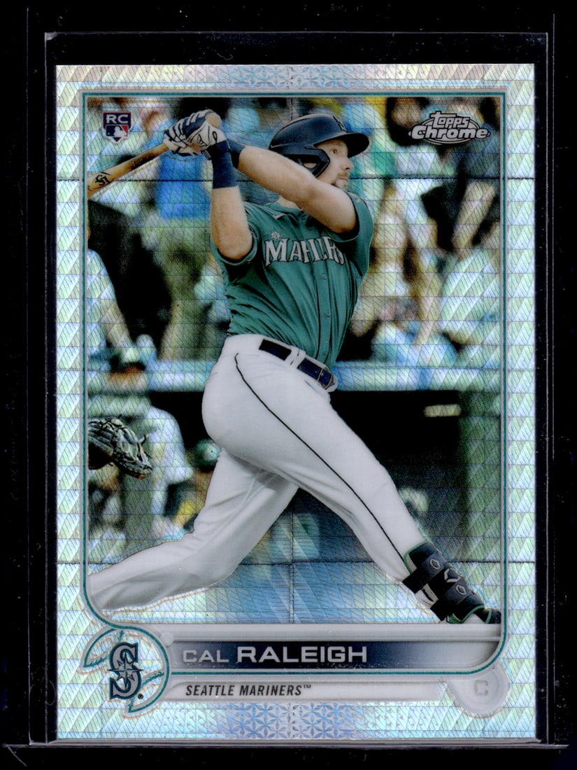 Cal Raleigh Rookie Card Prism Refractor 2022 Topps Chrome #149 Seattle Mariners: Topps Baseball MLB Trading & Sports Cards, Sports Cards for Sale Near Me, World Series & Hall of Fame Players Memorabilia, Refractors, X-Fractors, Numbered, SP, SSP, Valuable Auction Memorabilia Lots 