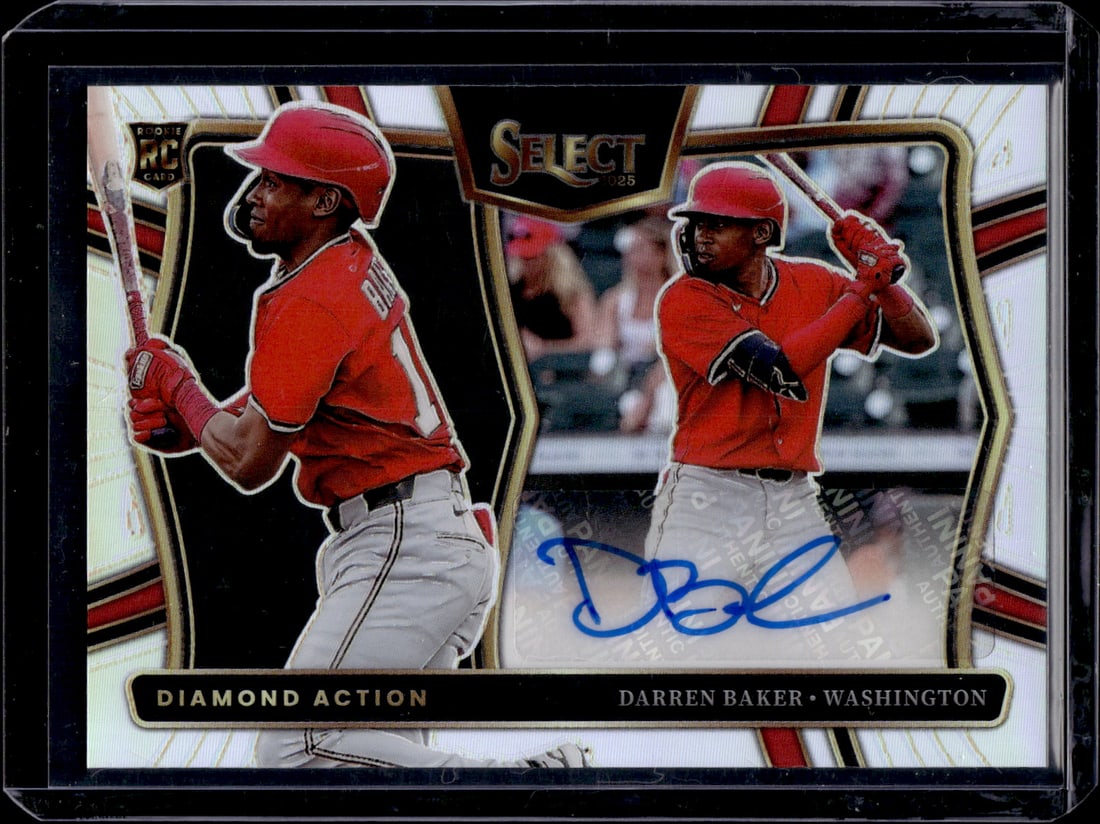 Darren Baker Silver Prizm Rookie Auto 2025 Select #DAS-DB Washington Nationals: Panini Baseball MLB Trading & Sports Cards, Sports Cards for Sale Near Me, Prizm, Mosaic, Select, SP, SSP, Auction Memorabilia Lots for Sale On Line, World Series & Hall of Fame Players