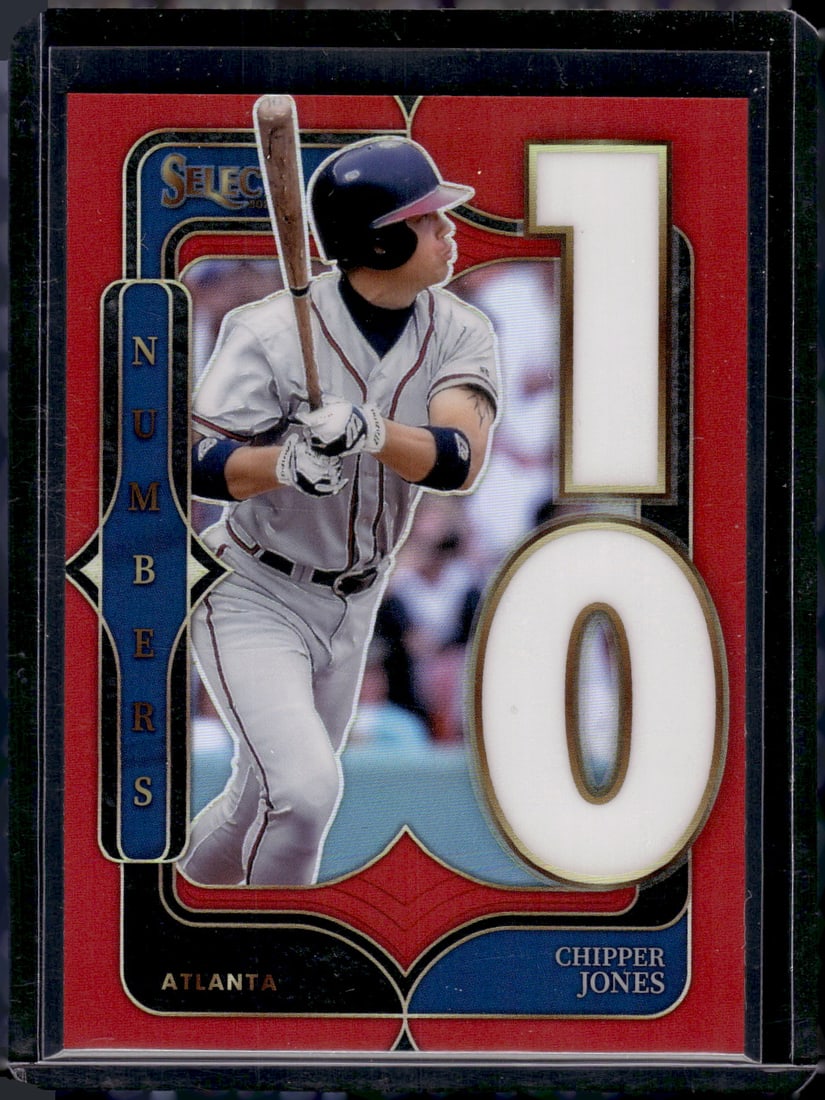 Chipper Jones Numbers Red Prizm /99 2025 Select #15 Atlanta Braves: Panini Baseball MLB Trading & Sports Cards, Sports Cards for Sale Near Me, Prizm, Mosaic, Select, SP, SSP, Auction Memorabilia Lots for Sale On Line, World Series & Hall of Fame Players