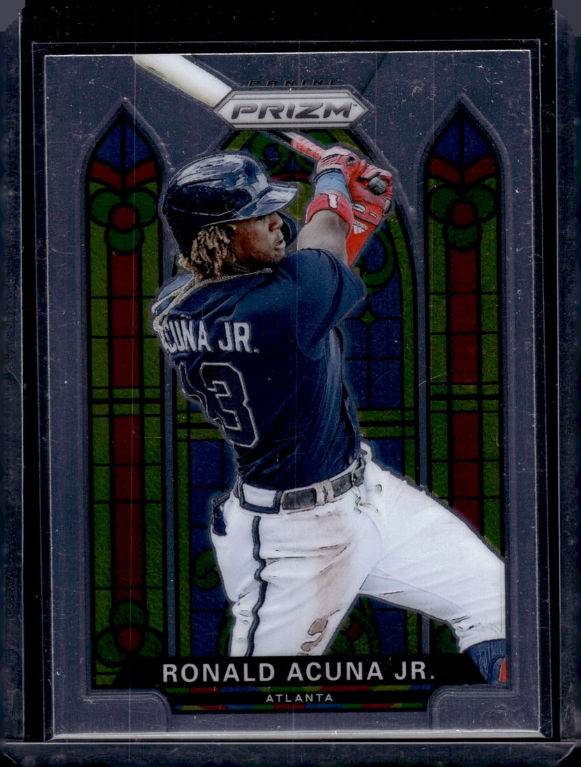 Ronald Acuna Jr. Stained Glass 2021 Panini Prizm #SG-4 Atlanta Braves: Panini Baseball MLB Trading & Sports Cards, Sports Cards for Sale Near Me, Prizm, Mosaic, Select, SP, SSP, Auction Memorabilia Lots for Sale On Line, World Series & Hall of Fame Players