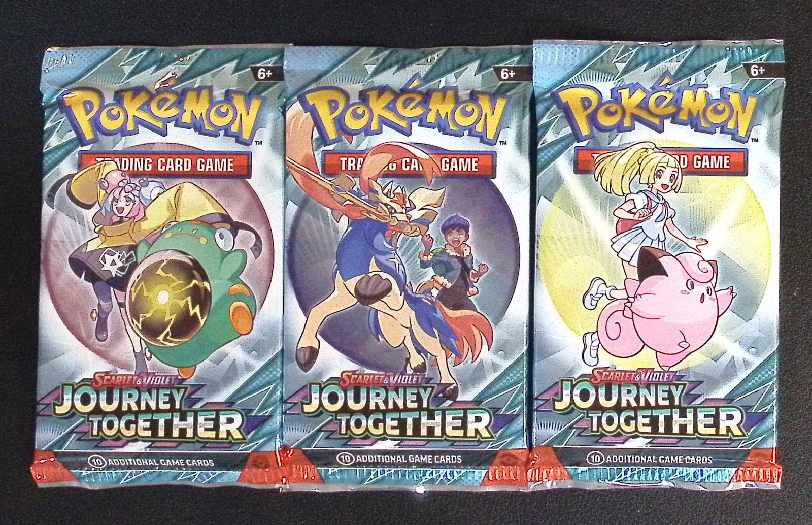 3 Count: 2025 Pokemon Scarlet & Violet Journey Together 10 Card TCG Booster Pack: Pokemon Trading Card Game Cards, Charizard, Pikachu, Mewto, EX, Referse Holo, Holo Rare Cards, Secret Rare Cards, Full Art Cards, Evee, 3 Stars Ultra Rare Cards, Double Rare, Illustration Rare, Specia