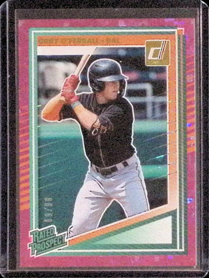 Griff O'Ferrall /99 Pink Cracked Ice Holo Prizm Rated Prospect 2025 Donruss #177: Donruss Baseball MLB Trading & Sports Cards, Sports Cards for Sale Near Me, Prizm, Mosaic, Select, SP, SSP, Auction Memorabilia Lots for Sale On Line, World Series & Hall of Fame Players, Diamond King