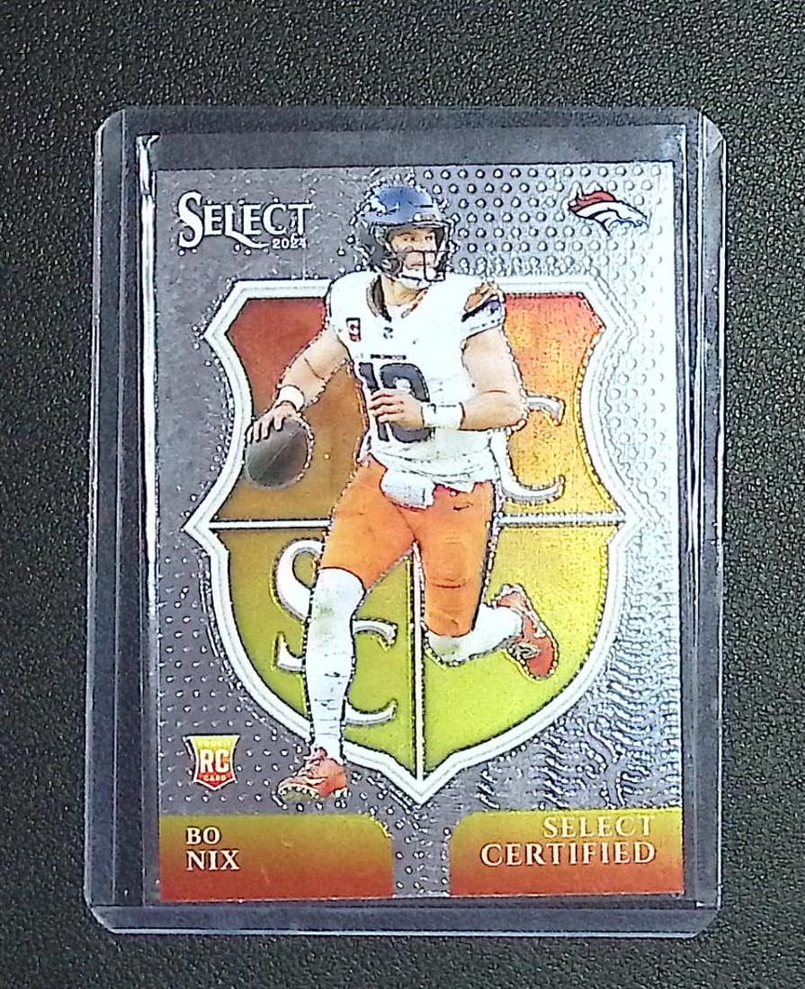 Bo Nix Rookie Card Select Certified 2024 Panini Select #4: Panini Select, Prizm, Mosaic, Contenders, Zenith, Phoenix, Illusions, Absolute, Rookie NFL Sports Trading Cards, SP, SSP, Cards, Football Cards for Sale Near Me, Superbowl & Hall of Fame Player Cards,