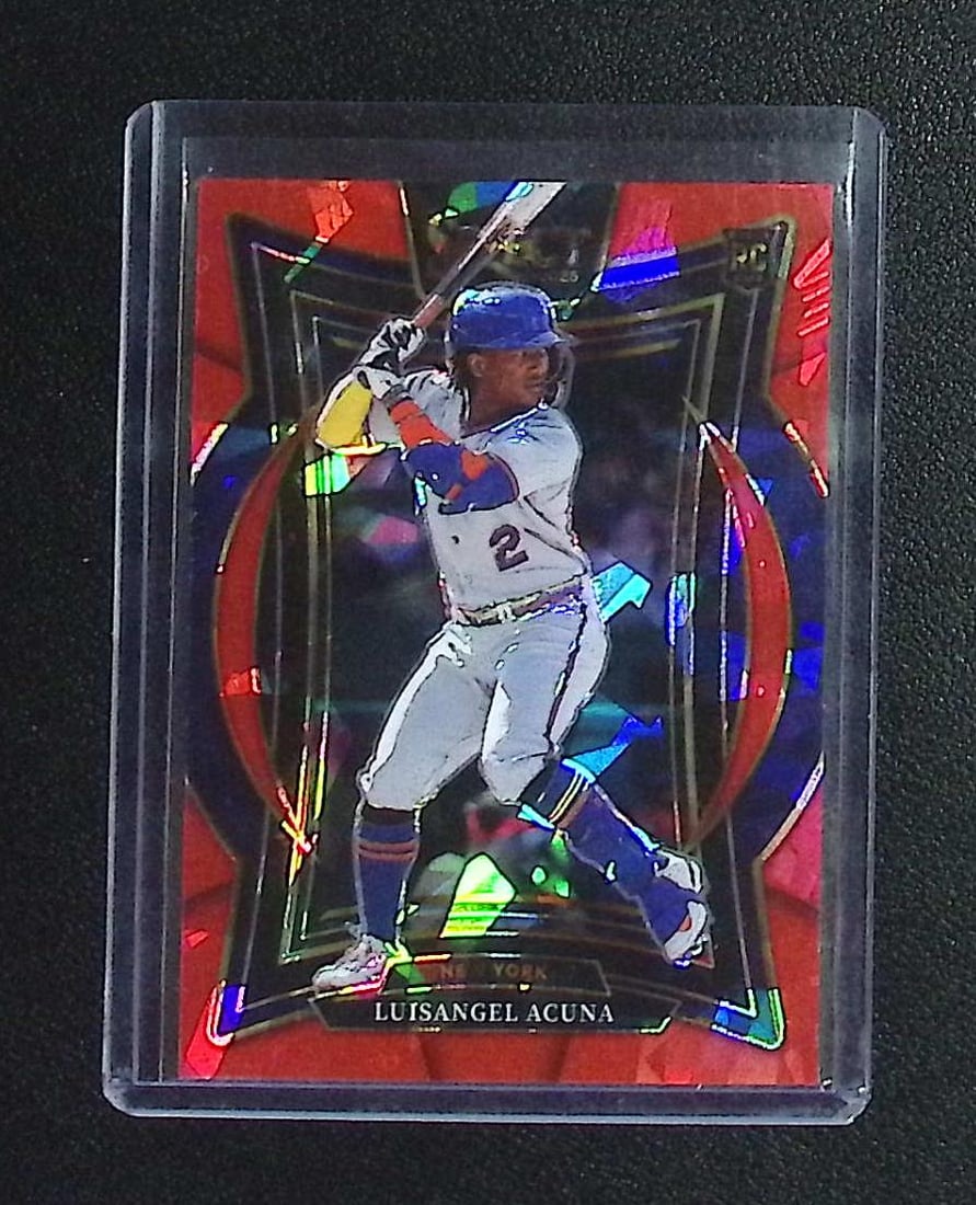 Luis Angel Acuna /299 Rookie Card Red Cracked Ice Prizm 2025 Panini Prizm #12: Panini Baseball MLB Trading & Sports Cards, Sports Cards for Sale Near Me, Prizm, Mosaic, Select, SP, SSP, Auction Memorabilia Lots for Sale On Line, World Series & Hall of Fame Players
