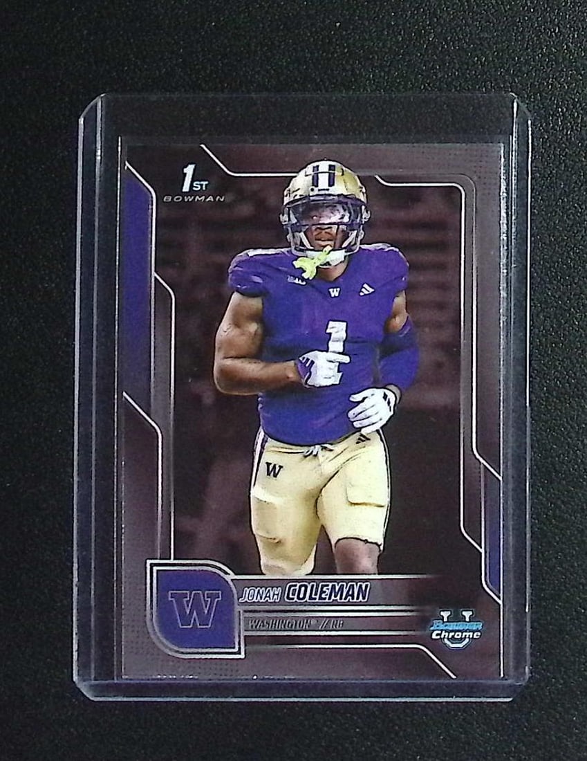 Jonah Coleman 1st Bowman 2025 Bowman Chrome U #18 Denver Broncos (1 of 2)