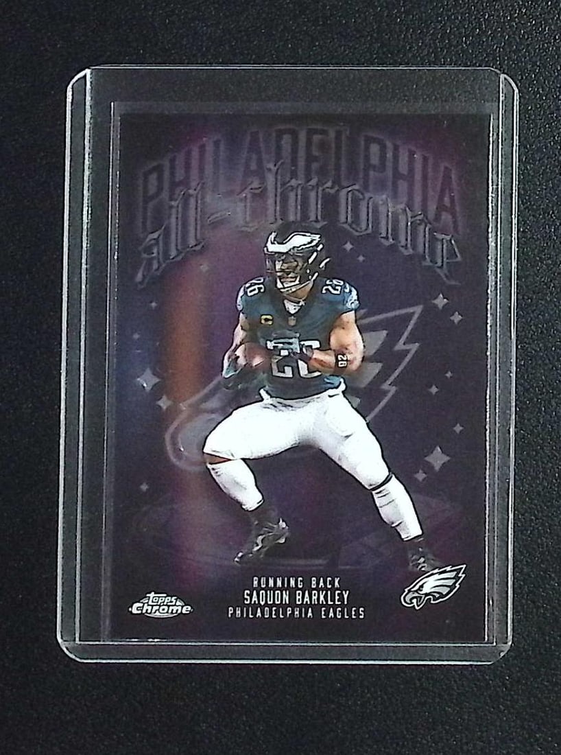 Saquon Barkley All-Chrome Team Insert 2025 Topps Chrome #ACT-3: Topps Football NFL Trading Sports Cards, Sports Cards for Sale Near Me, Super Bowl & Hall of Fame Player Cards, Resurgence, Composite, SP, SSP, Valuable Auction Memorabilia Lots For Sale On Line