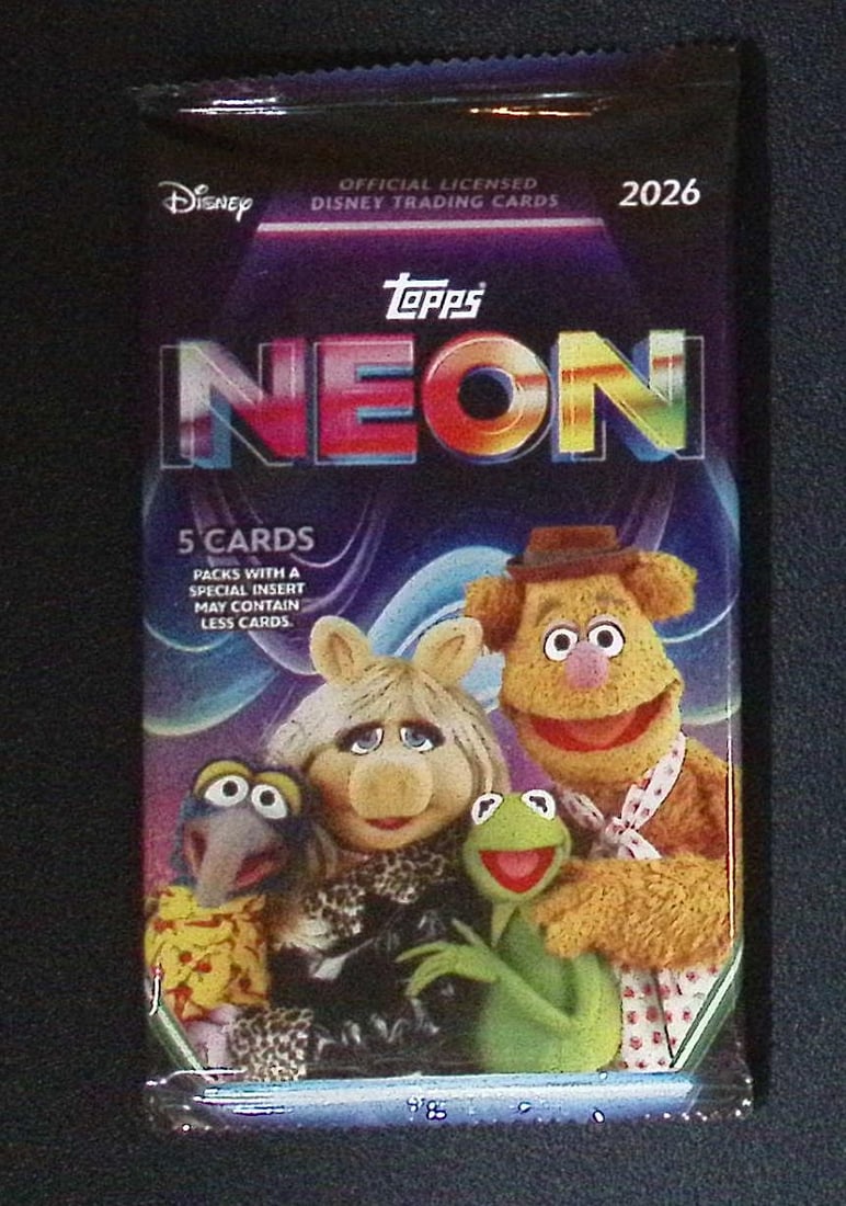 2026 Topps Disney Neon MEGA BOX PACK: Disney Topps Trading Cards of Movies & Television Shows, Refractors, Ray Waves, Numbered Rare Cards. Darth Vader, Luke Skywalker, Princess Leia, Mandalorian, Yoda, Grogu, Han Solo, Rebellion, Imperial