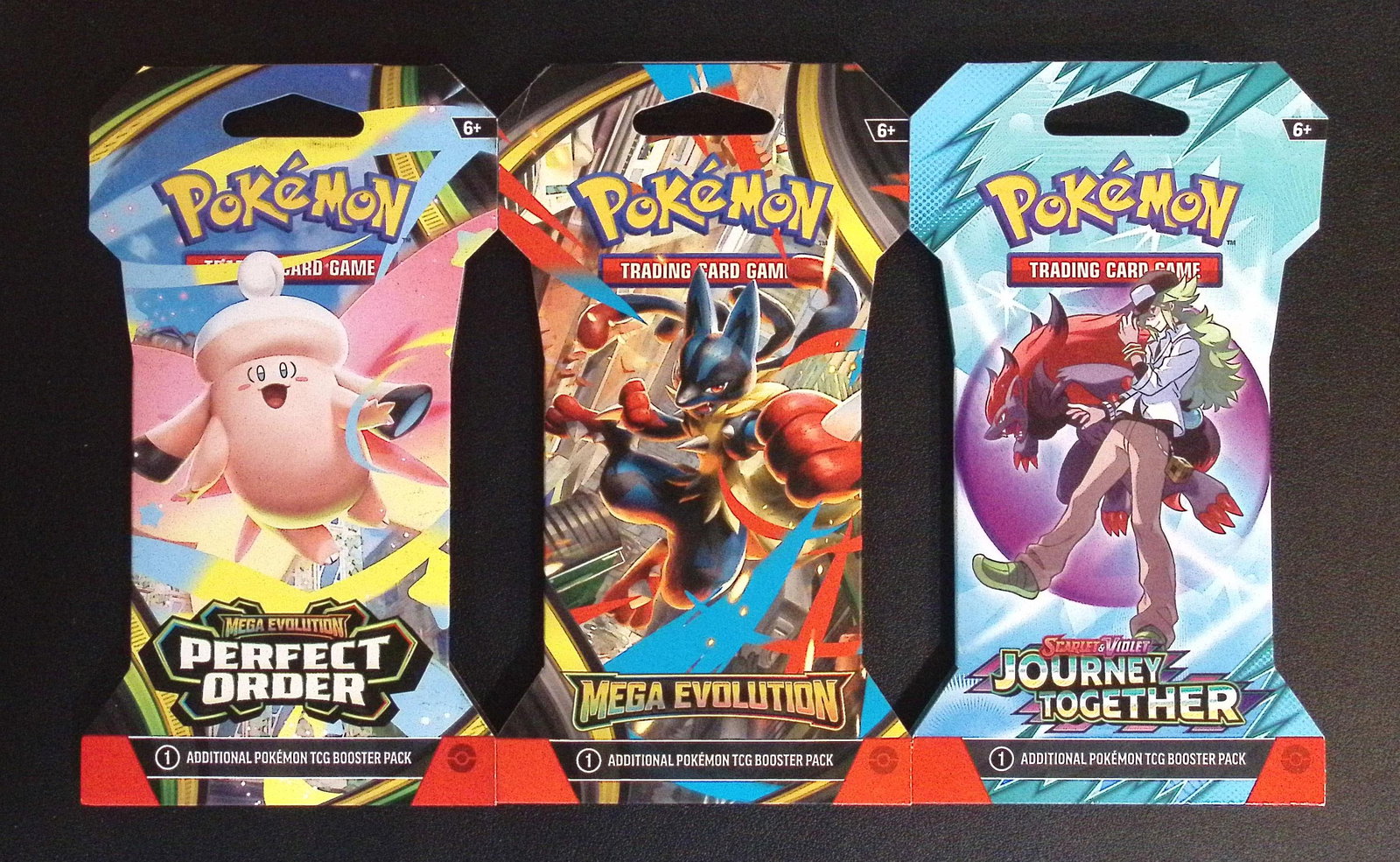 3 COUNT: 1 - Pokemon Journey Together, 1 - 2025 Mega Evolutions & 1 - PERFECT ORDER BOOSTER PACKS (1 of 1)