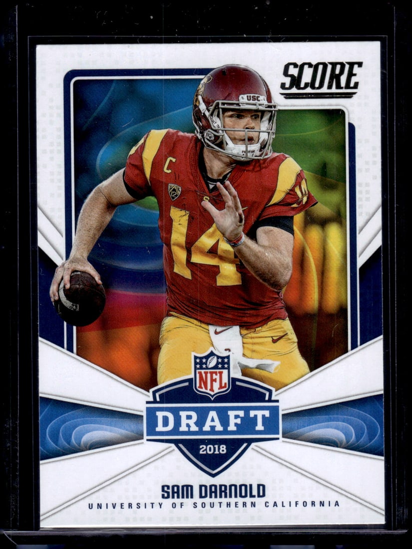Sam Darnold Rookie Card NFL Draft 2018 Panini Score #1 USC Trojans, Seattle Seahawks: Panini Select, Prizm, Mosaic, Contenders, Zenith, Phoenix, Illusions, Absolute, Rookie NFL Sports Trading Cards, SP, SSP, Cards, Football Cards for Sale Near Me, Superbowl & Hall of Fame Player Cards,