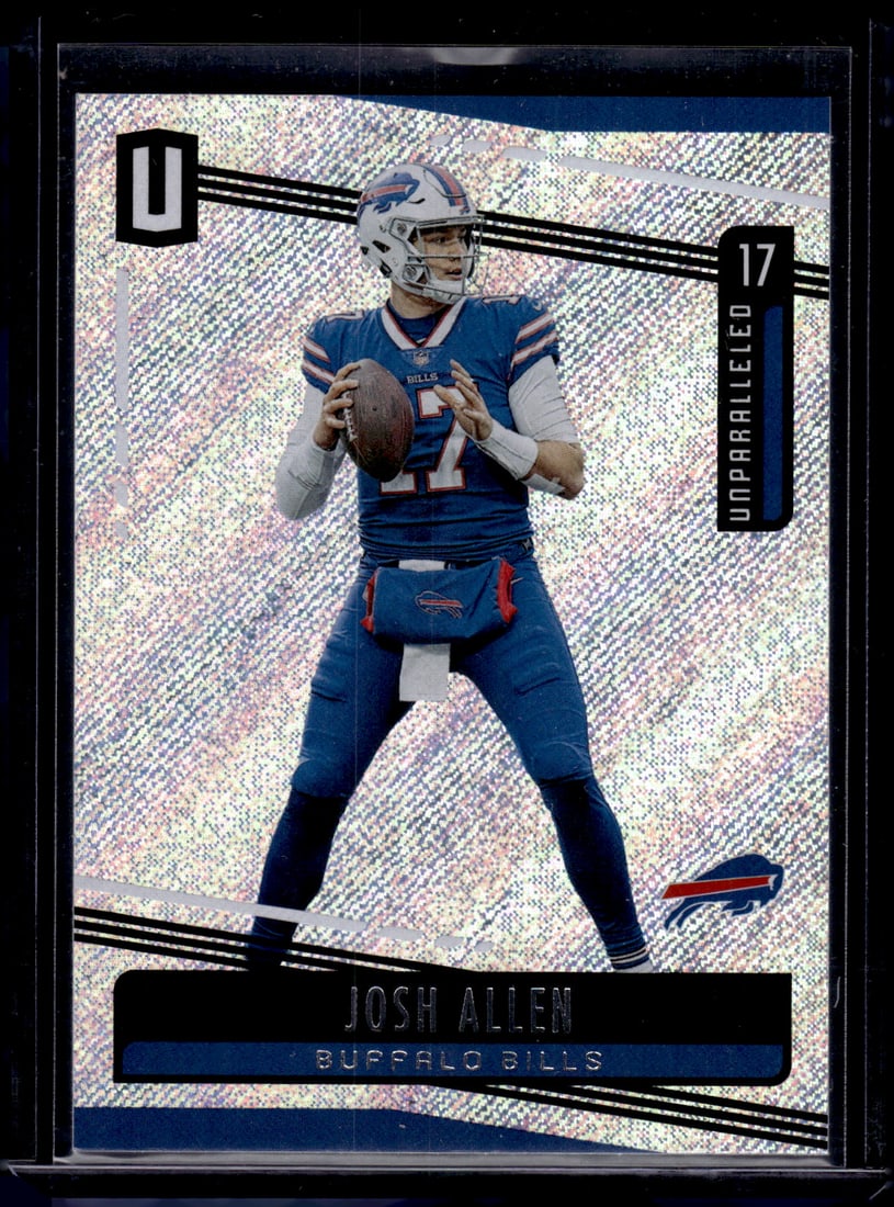 Josh Allen 2019 Panini Unparalleled #1 Buffalo Bills: Panini Select, Prizm, Mosaic, Contenders, Zenith, Phoenix, Illusions, Absolute, Rookie NFL Sports Trading Cards, SP, SSP, Cards, Football Cards for Sale Near Me, Superbowl & Hall of Fame Player Cards,