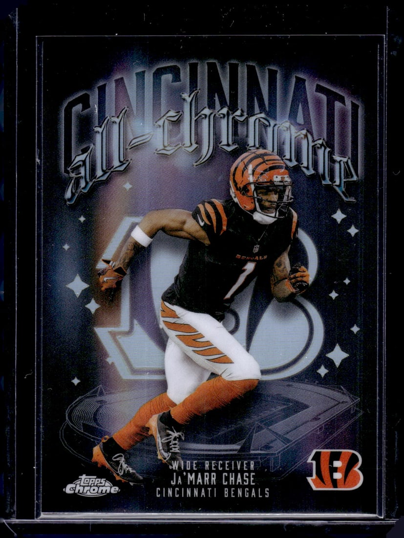 Ja'Marr Chase All-Chrome Team Refractor 2025 Topps Chrome #ACT-5 Bengals: Topps Football NFL Trading Sports Cards, Sports Cards for Sale Near Me, Super Bowl & Hall of Fame Player Cards, Resurgence, Composite, SP, SSP, Valuable Auction Memorabilia Lots For Sale On Line