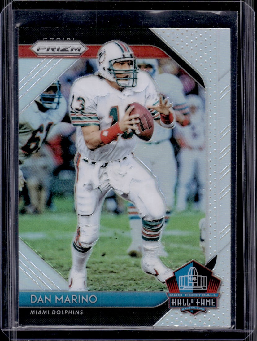 Dan Marino Silver Prizm 2018 Panini Prizm #HOF-12 Miami Dolphins: Panini Select, Prizm, Mosaic, Contenders, Zenith, Phoenix, Illusions, Absolute, Rookie NFL Sports Trading Cards, SP, SSP, Cards, Football Cards for Sale Near Me, Superbowl & Hall of Fame Player Cards,