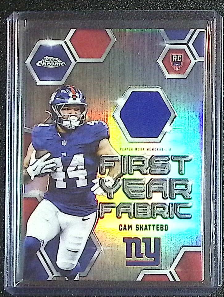 Cam Skattebo Player Worn Rookie Patch 2025 Topps Chrome #FYF-CS New York Giants: Topps Football NFL Trading Sports Cards, Sports Cards for Sale Near Me, Super Bowl & Hall of Fame Player Cards, Resurgence, Composite, SP, SSP, Valuable Auction Memorabilia Lots For Sale On Line