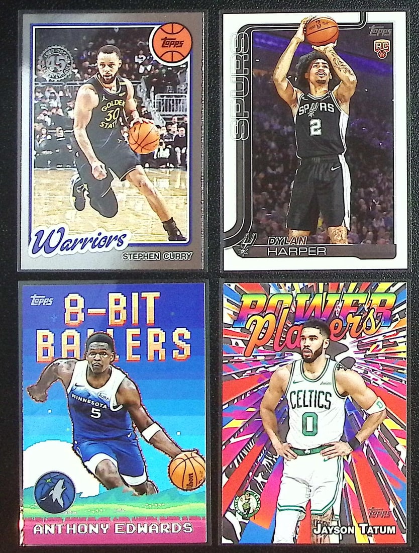 Lot of 4 2025-26 Topps NBA Inserts & RCs. Curry, Harper RC, Edwards, Tatum: Topps Basketball NBA Trading & Sports Cards, Sports Cards for Sale Near Me, Chrome, Refractor, SP, SSP, Valuable Auction Memorabilia Lots Sold On Line, NBA Championship & Hall of Fame Player Cards