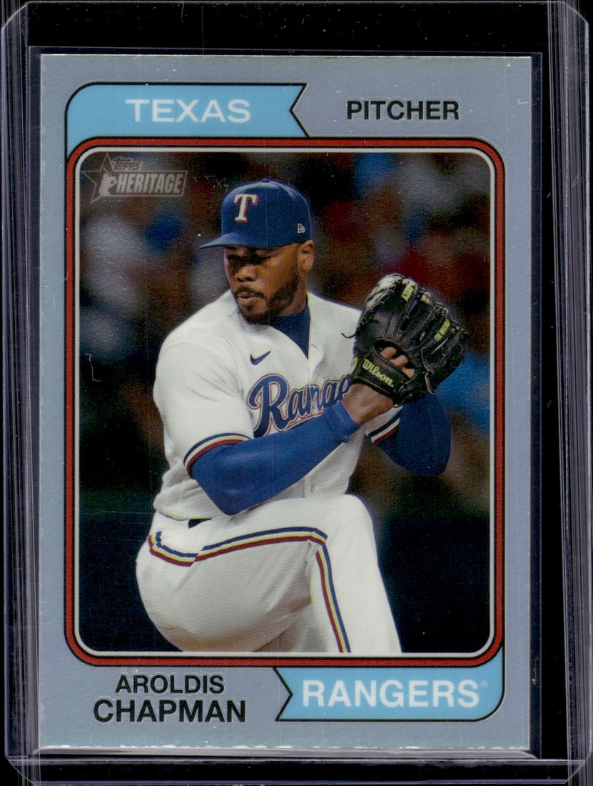 Aroldis Chapman Refractor /374 2023 Topps Heritage #505 Rangers, Red Sox (1 of 2)