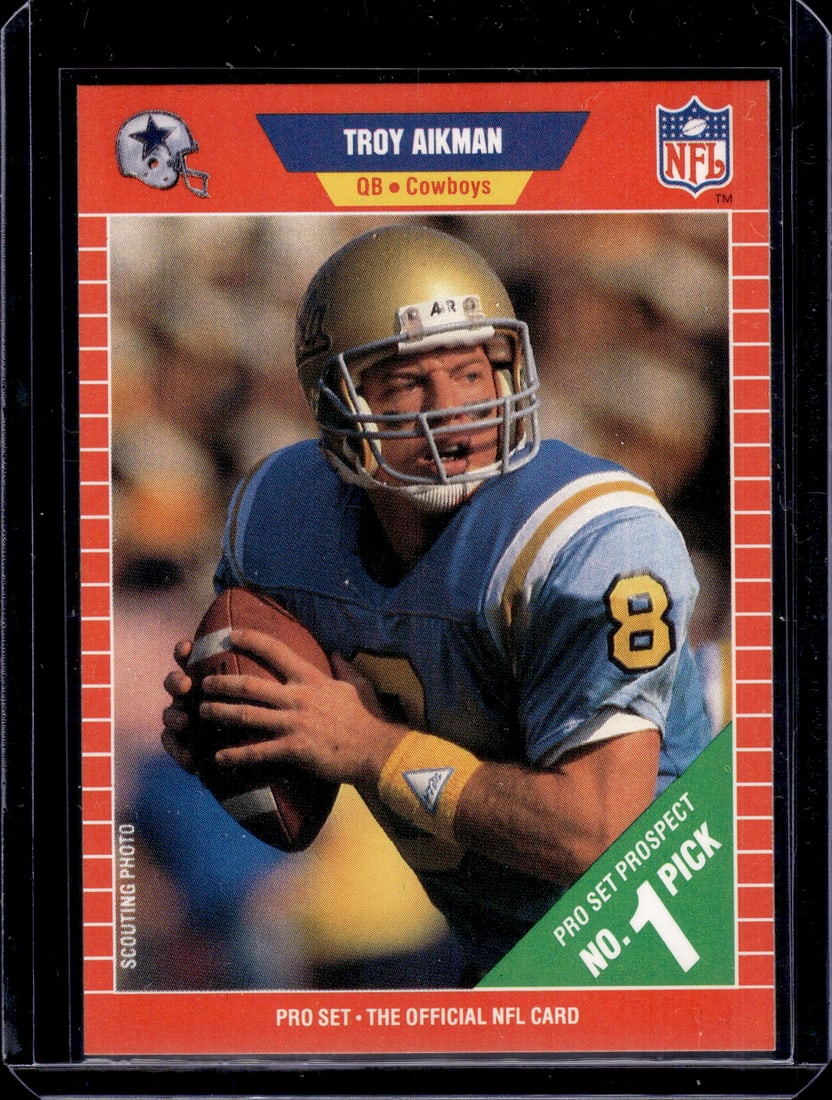 Troy Aikman Rookie Card 1989 Pro Set #490 Dallas Cowboys (1 of 2)
