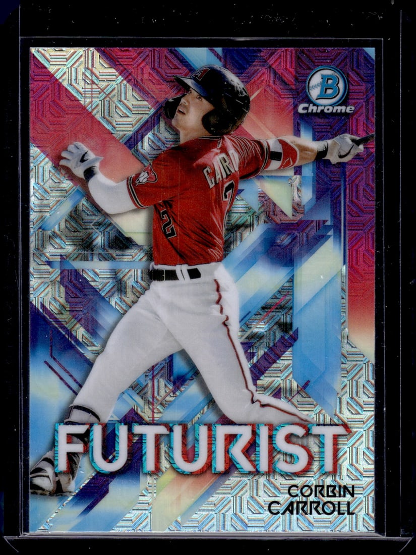 Corbin Carroll Futurist Mojo Refractor 2021 Bowman Chrome #FUT-CC Diamondbacks: Bowman Baseball MLB Trading & Sports Cards, Sports Cards for Sale Near Me, World Series & Hall of Fame Players, SP, SSP, Chrome, 1st Bowman, Auction Memorabilia Lots Sold On Line