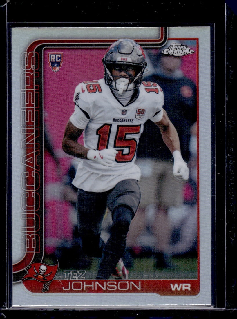 Tez Johnson Rookie Card Refractor 2025 Topps Chrome #342 Tampa Bay Buccaneers: Topps Football NFL Trading Sports Cards, Sports Cards for Sale Near Me, Super Bowl & Hall of Fame Player Cards, Resurgence, Composite, SP, SSP, Valuable Auction Memorabilia Lots For Sale On Line