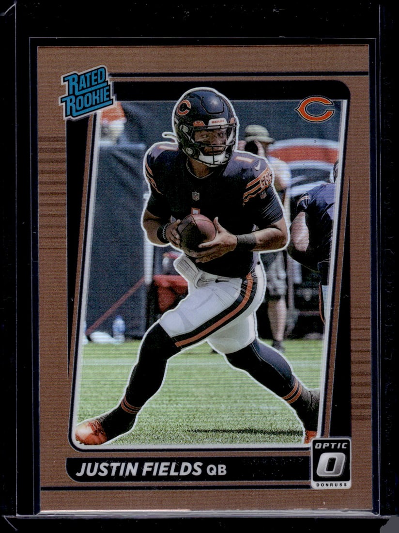 Justin Fields Rookie Card Bronze Prizm 2021 Donruss Optic #204 Bears, Jets: Panini Select, Prizm, Mosaic, Contenders, Zenith, Phoenix, Illusions, Absolute, Rookie NFL Sports Trading Cards, SP, SSP, Cards, Football Cards for Sale Near Me, Superbowl & Hall of Fame Player Cards,