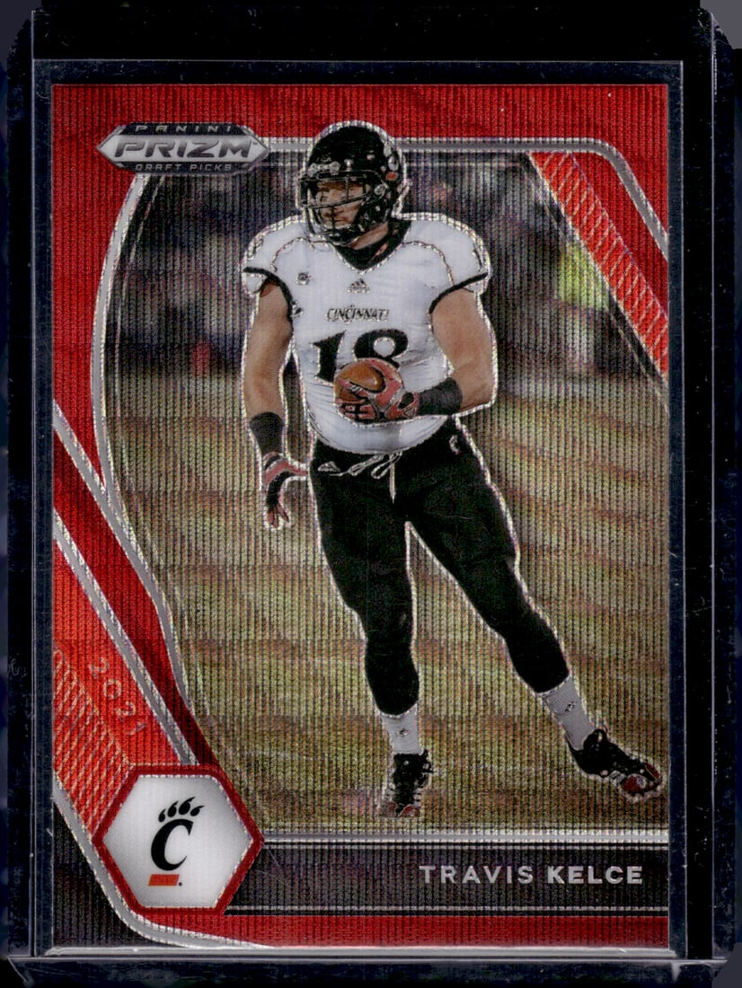 Travis Kelce Red Wave Prizm 2021 Prizm Draft Picks #46 Cincinnati Bearcats, Chiefs: Panini Select, Prizm, Mosaic, Contenders, Zenith, Phoenix, Illusions, Absolute, Rookie NFL Sports Trading Cards, SP, SSP, Cards, Football Cards for Sale Near Me, Superbowl & Hall of Fame Player Cards,