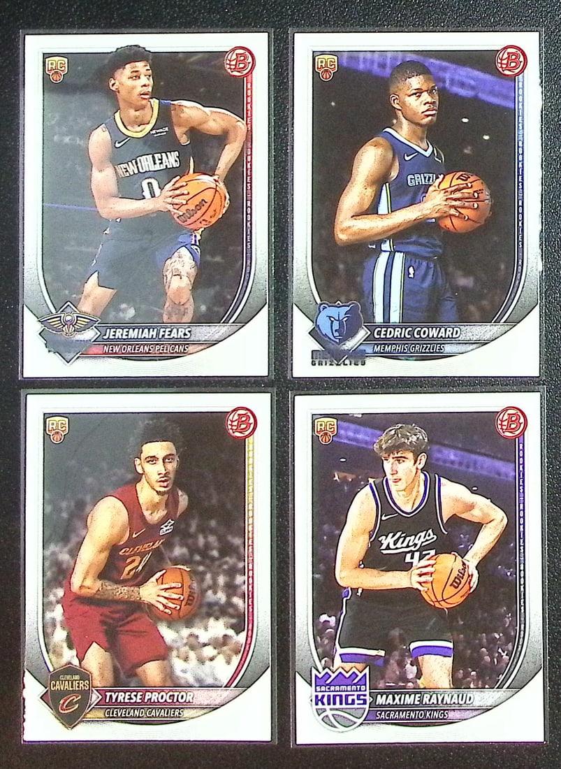Lot of 4 2025-26 Bowman Basketball Rookie Cards. Fears, Coward, Proctor, Raynaud: Bowman Basketball NBA Trading & Sports Cards, Sports Cards for Sale Near Me, Chrome, Refractor, SP, SSP, Valuable Auction Memorabilia Lots Sold On Line, NBA Championship & Hall of Fame Player Cards