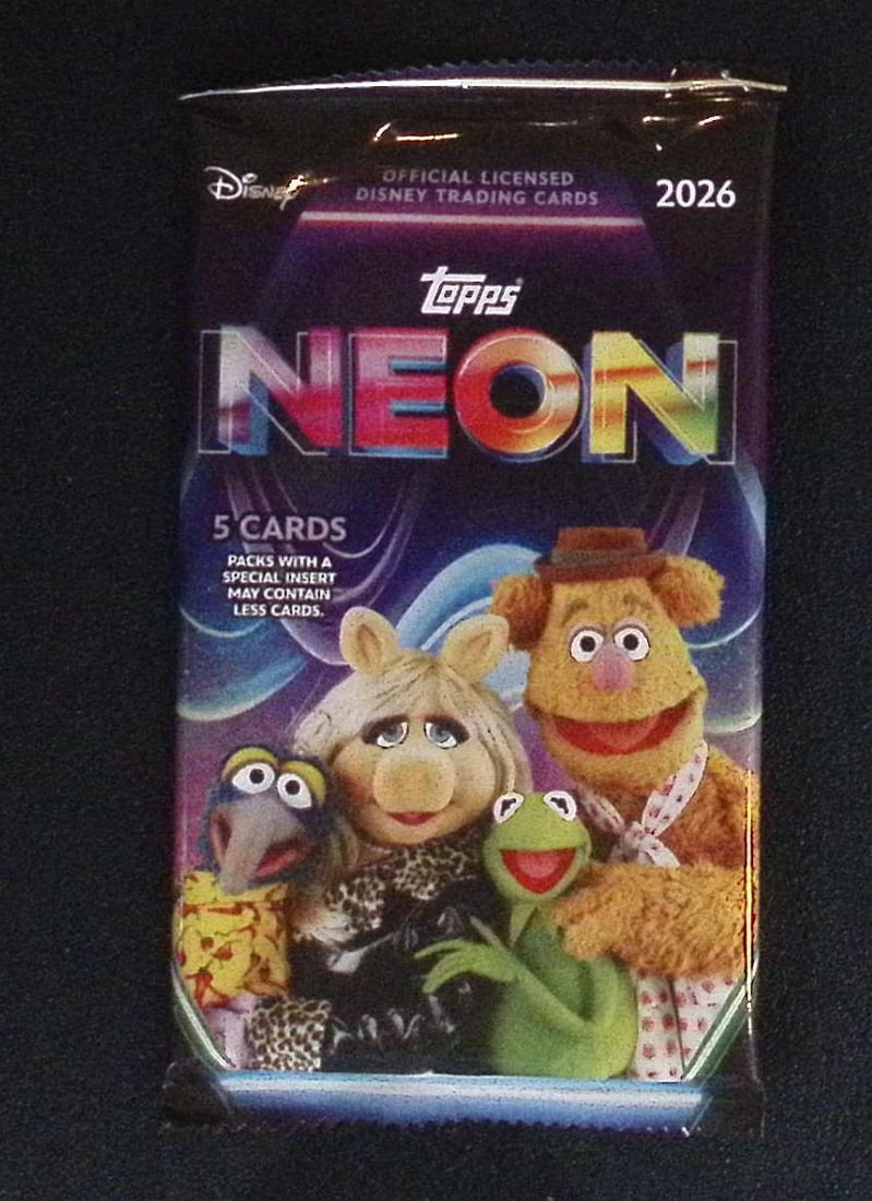 2026 Topps Disney Neon MEGA BOX PACK: Disney Topps Trading Cards of Movies & Television Shows, Refractors, Ray Waves, Numbered Rare Cards. Darth Vader, Luke Skywalker, Princess Leia, Mandalorian, Yoda, Grogu, Han Solo, Rebellion, Imperial