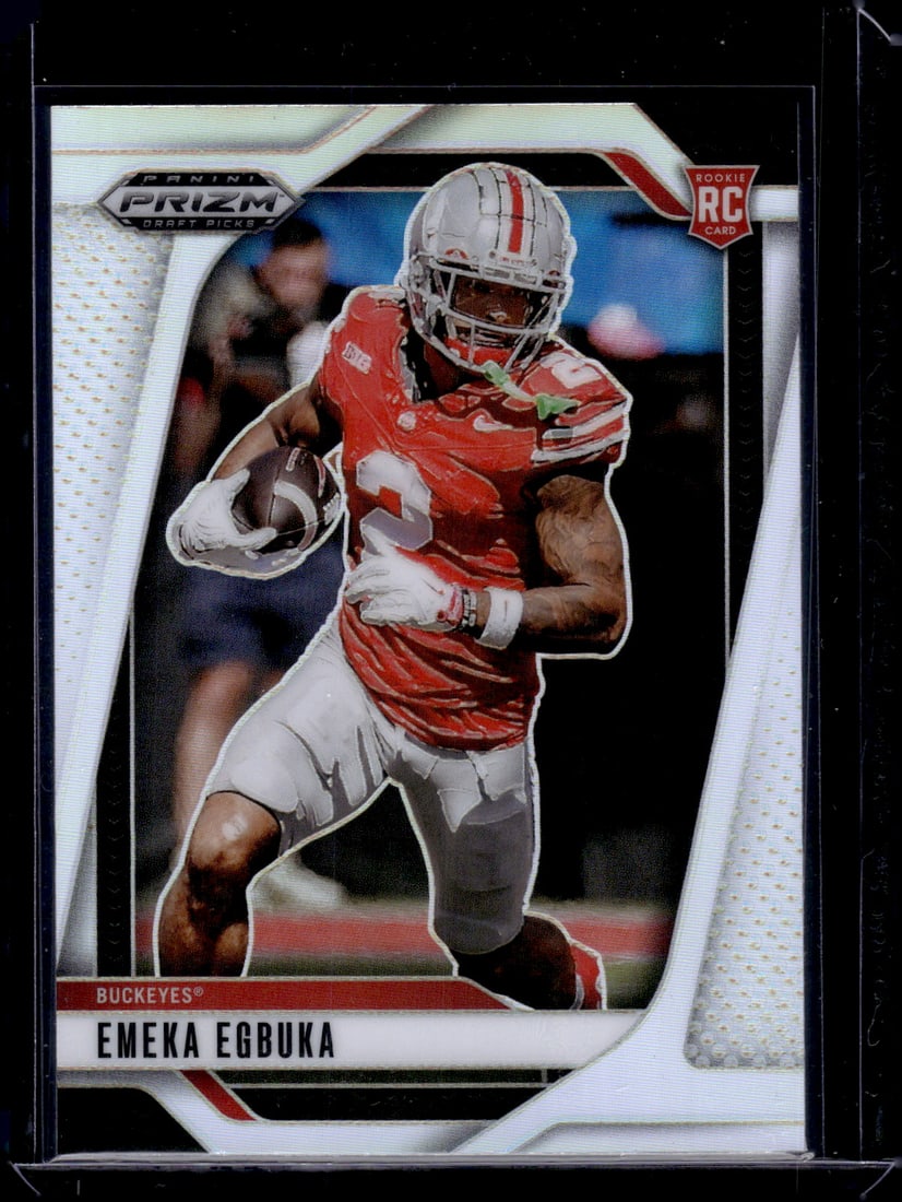 Emeka Egbuka Rookie Card Silver Prizm 2025 Prizm Draft Picks #85 Ohio State Buckeyes: Panini Select, Prizm, Mosaic, Contenders, Zenith, Phoenix, Illusions, Absolute, Rookie NFL Sports Trading Cards, SP, SSP, Cards, Football Cards for Sale Near Me, Superbowl & Hall of Fame Player Cards,