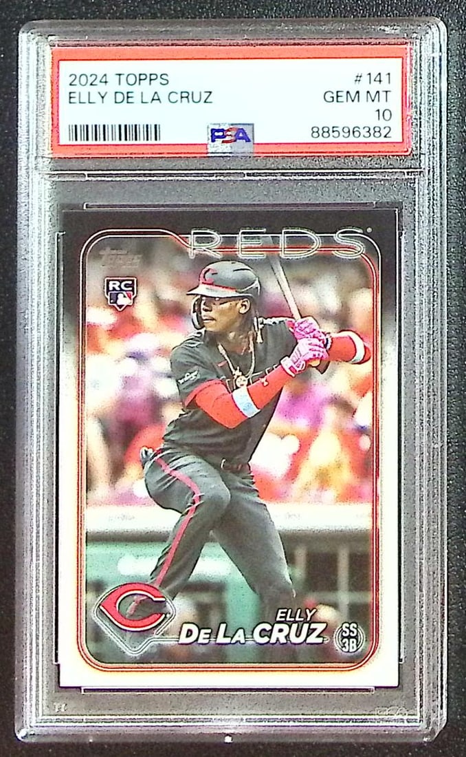 Elly De La Cruz Rookie Card 2024 Topps #141 PSA 10 Cincinnati Reds: Topps Baseball MLB Trading & Sports Cards, Sports Cards for Sale Near Me, World Series & Hall of Fame Players Memorabilia, Refractors, X-Fractors, Numbered, SP, SSP, Valuable Auction Memorabilia Lots 