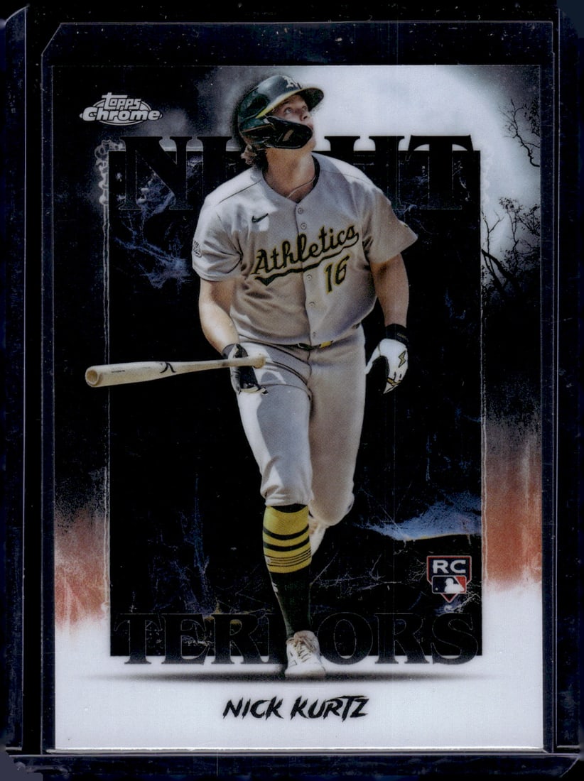 Nick Kurtz Rookie Card Night Terrors 2025 Topps Chrome #NT-5 Oakland Athletics: Topps Baseball MLB Trading & Sports Cards, Sports Cards for Sale Near Me, World Series & Hall of Fame Players Memorabilia, Refractors, X-Fractors, Numbered, SP, SSP, Valuable Auction Memorabilia Lots 