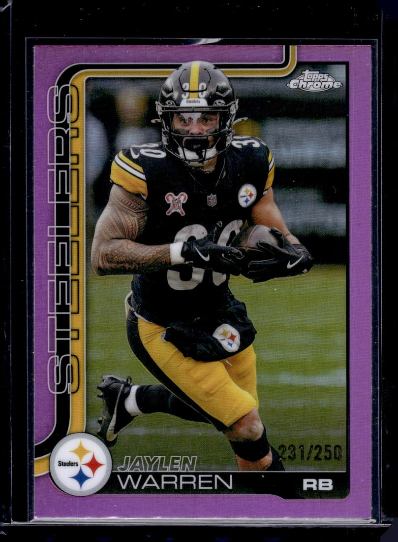 Jaylen Warren Pink Refractor /250 2025 Topps Chrome #253 Pittsburgh Steelers: Topps Chrome Football NFL Trading Sports Cards, Sports Cards for Sale Near Me, Super Bowl & Hall of Fame Player Cards, Resurgence, Composite, SP, SSP, Valuable Auction Memorabilia Lots For Sale On Lin