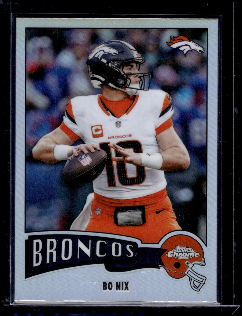 Bo Nix Refractor 2025 Topps Chrome #1975-11 Denver Broncos: Topps Chrome Football NFL Trading Sports Cards, Sports Cards for Sale Near Me, Super Bowl & Hall of Fame Player Cards, Resurgence, Composite, SP, SSP, Valuable Auction Memorabilia Lots For Sale On Lin