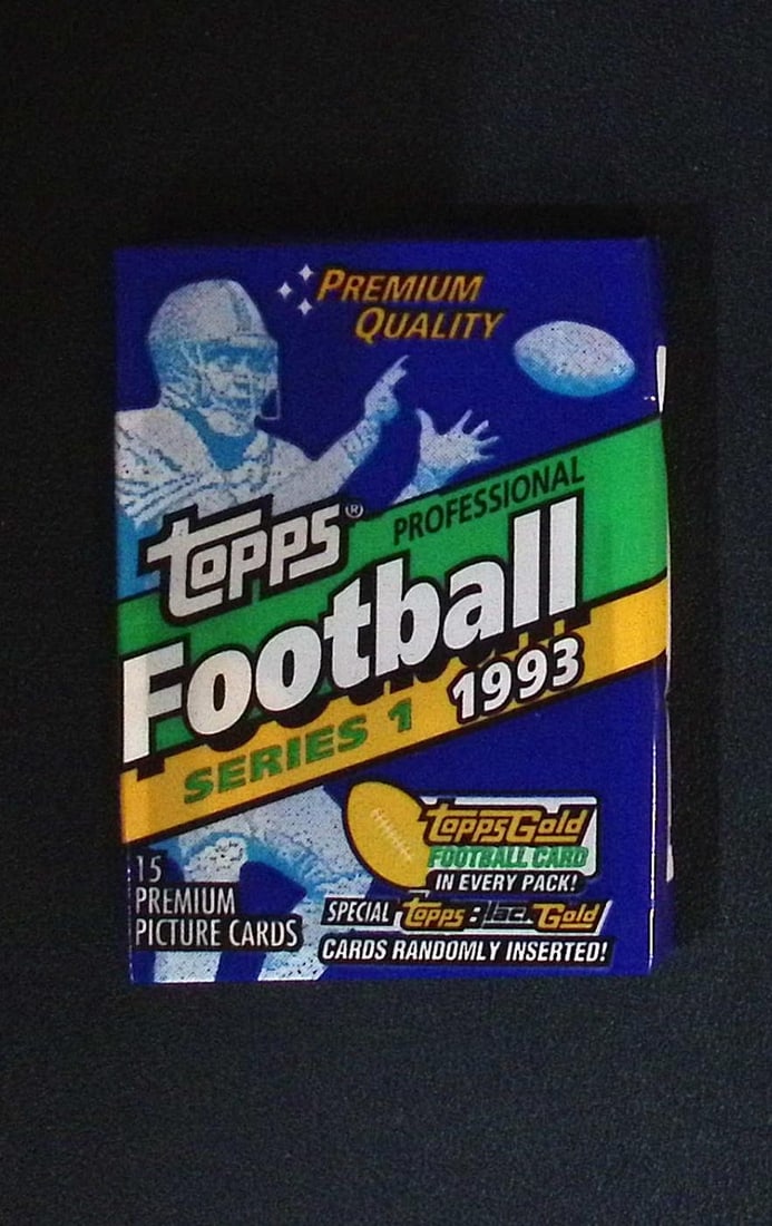 1993 Topps Football Card Retail Box Wax Pack - John Elway, Dan Marino, Joe Montana: Vintage Valuable Football NFL Trading & Sports Cards, Old Sports Cards Sold On Line, Auction Lots Sold On Line, Super Bowl and Hall of Fame Players, Dallas Cowboys, Buffalo Bills, Steelers, 49ers, Joe